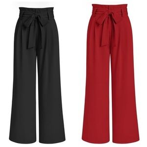 LILLUSORY Wide Leg Paperbag Waist Dress Pants with Removable Belt Size Large